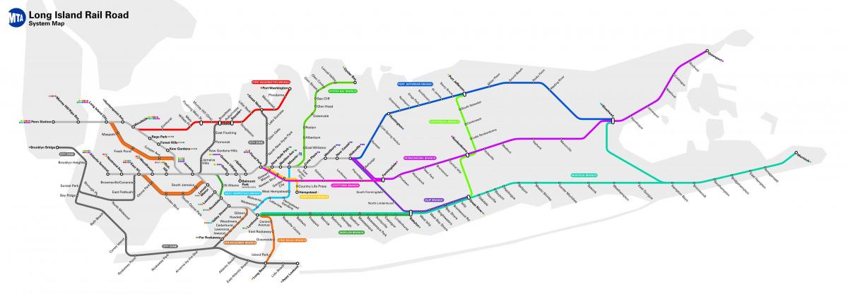 Mapa das estações ferroviárias de Long Island
